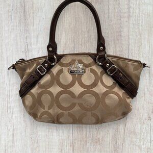 COACH 17693 Madison Op Art Sophia Satchel Teal Lining Purse Bag